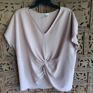 Knot front V neck top